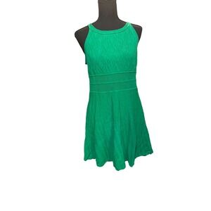 Catherine Malandrino Green Knit Fit Flare Dress Women's Size Large Sleeveless
